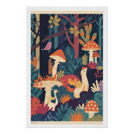 Pôster A psychedelic woodland poster