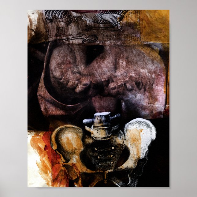 Poster A queda do icárus, colagem e tinta (Frente)