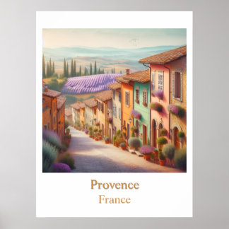 Poster A Quieta Aldeia da Provença em Aquarela
