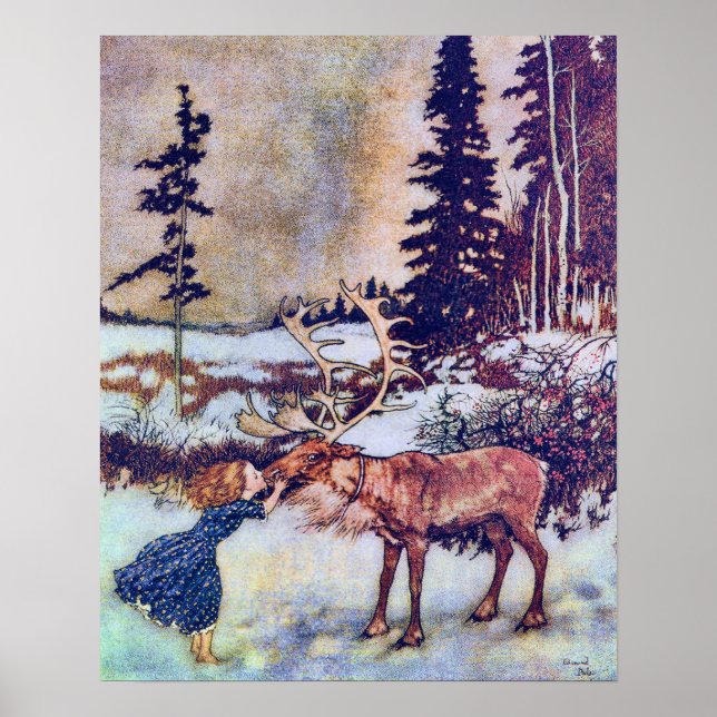 Pôster A Rainha da Neve Edmund Dulac Belas Artes (Frente)