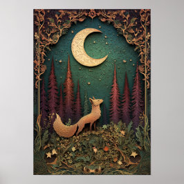 Poster A Raposa | Arte da Floresta Noturna Primavera