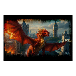 Pôster A Red Scottish Dragon Warm London
