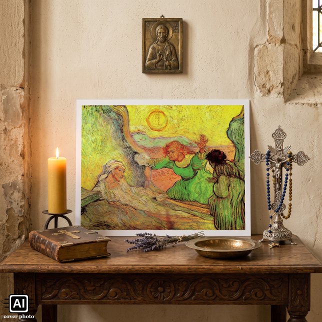 Poster A Ressurreição de Lázaro por Vincent van Gogh (Raising of Lazarus (after Rembrandt) by Vincent van Gogh is a vintage post impressionism painting.)