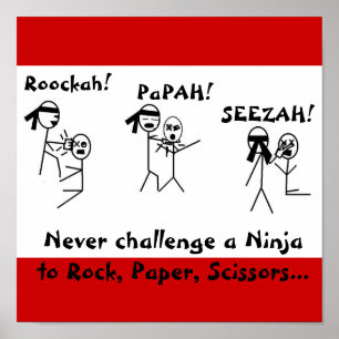 Pôster A rocha, papel, Scissors NINJA!