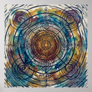 Poster A Roda do Sol da Arte de Parede de Alinhamento Sag