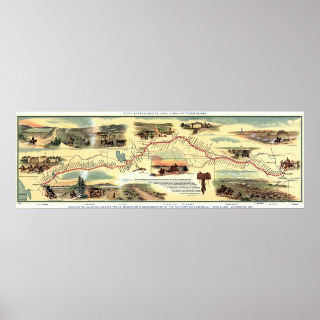 Poster A rota Pony Express: História Americana 1860-1861 (Frente)