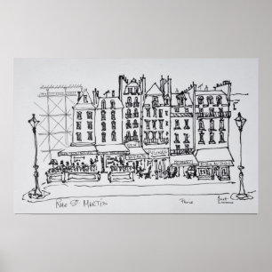 Pôster A Rua histórica Rue Martin, Paris, França