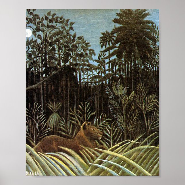Poster A selva com o leão de Henri Rousseau (Frente)