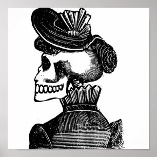 Pôster A senhora de esqueleto. Cerca dos 1900s adiantados