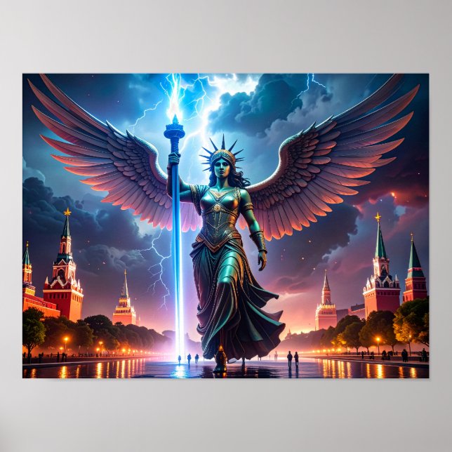 Poster A Senhora Liberdade diz à Rússia - Solte os EUA (Frente)