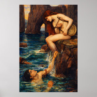 Poster A Sereia de John William Waterhouse