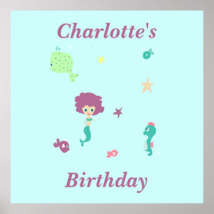 Poster A sereia do mar é uma espécie de nome em azul