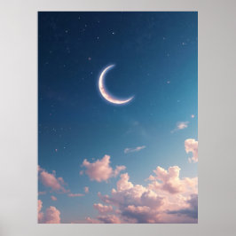 Poster A serene and beautiful crescent moon. Generated by
