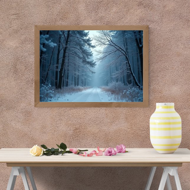 Poster A Serene Path Through a Snow-Covered Forest (Criador carregado)