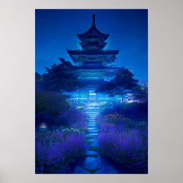 Poster A Serenidade Noturna de um Templo Japonês