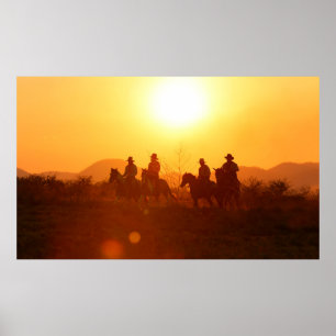 Poster A silhueta do cavaleiro como roupa de vaqueiro w