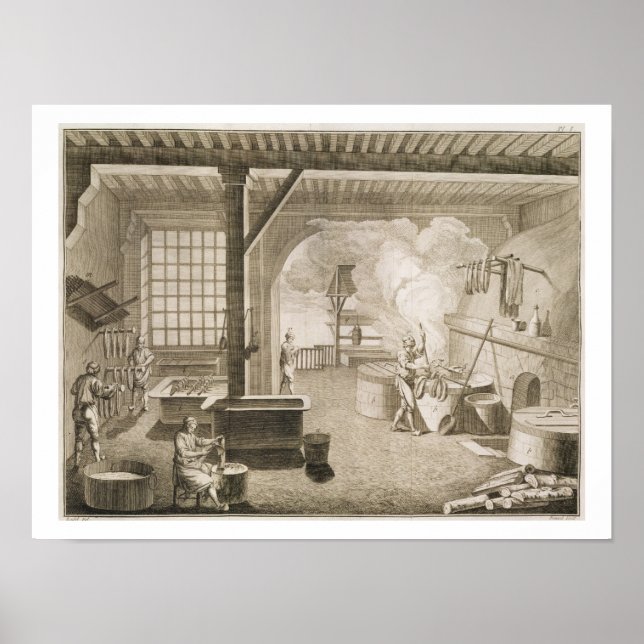 Poster A silk dyer's workshop, from the 'Encyclopedie des (Frente)