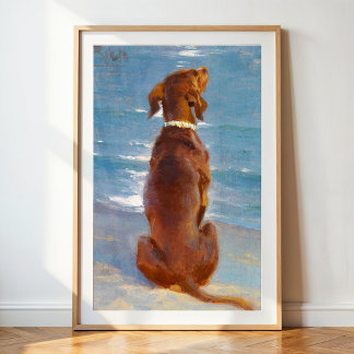 Poster A sitting brown dog by P.S. Kroyer