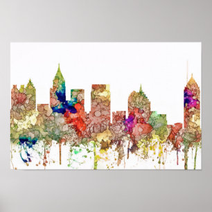 Poster A skyline de Atlanta Geórgia SG-Desvaneceu-se