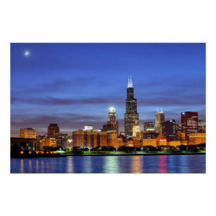 Pôster A skyline de Chicago do planetário de Adler