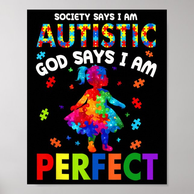 Poster A Sociedade diz Deus autista que eu sou perfeito a (Frente)