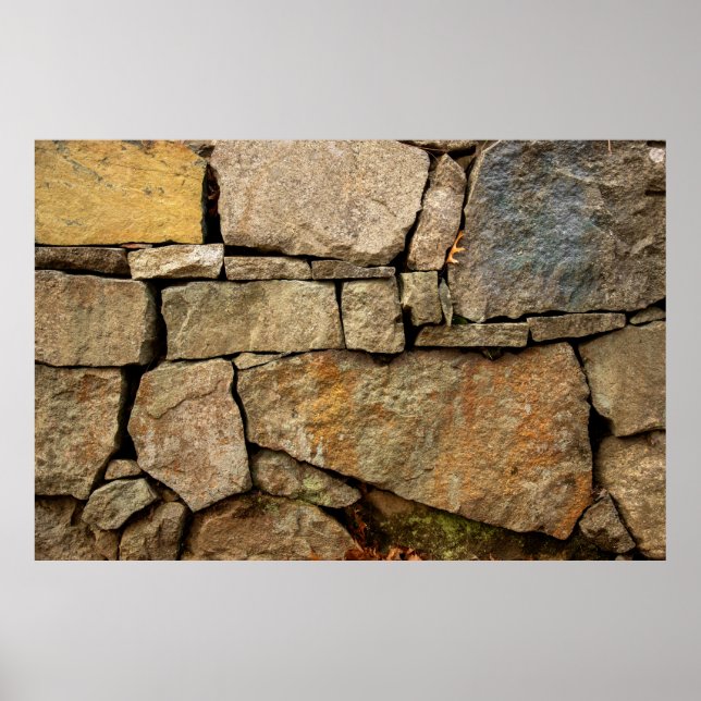 Poster A stone wall made of cobblestones background textu (Frente)