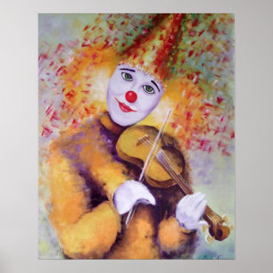Poster A sweet clown playing the violin