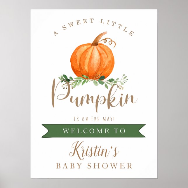 Poster A Sweet Little Pumpkin Baby Shower Welcome (Frente)