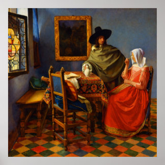 Poster A taça de vinho de Johannes Vermeer