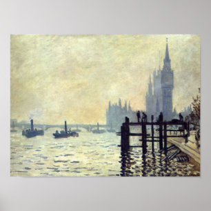 Pôster A Tamisa abaixo de Westminster - Claude Monet