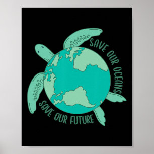 Poster A Tartaruga Com A Terra Salva Os Nossos Oceanos Ec