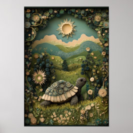 Poster A tartaruga | Sunny Summer Forest Art