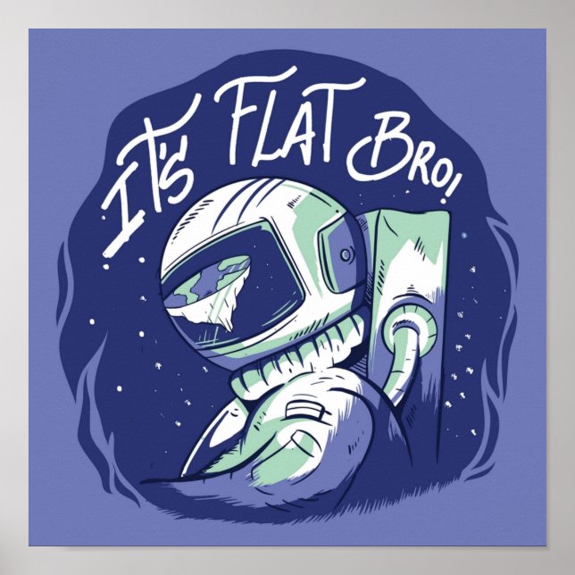 Poster A Terra é uma Teoria Plana Engraçada Espaço Exteri (Frente)