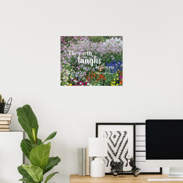 Poster A Terra Ri em Flores Citação Floral (Escritório em casa)