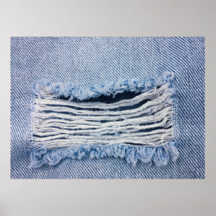 Poster A textura de Jeans rasgados azul-claro .