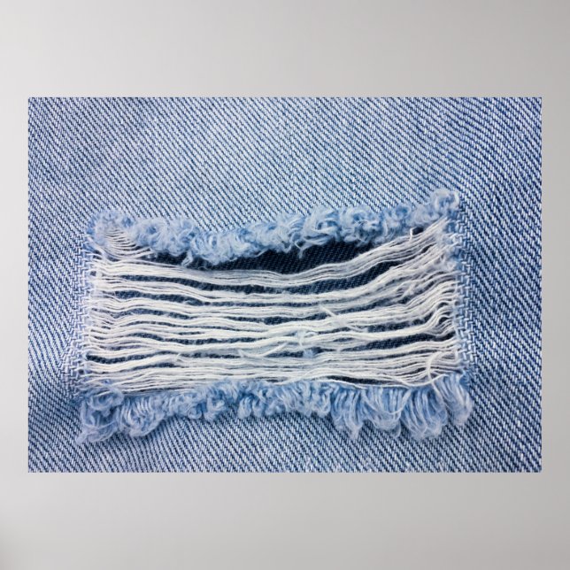 Poster A textura de Jeans rasgados azul-claro . (Frente)