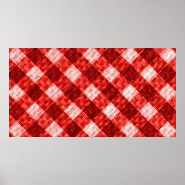 Poster A textura do vermelho brilhante do gingham de enca (Frente)