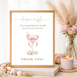Poster A Tini One Coquette Pink Baby Shower Diaper Raffle