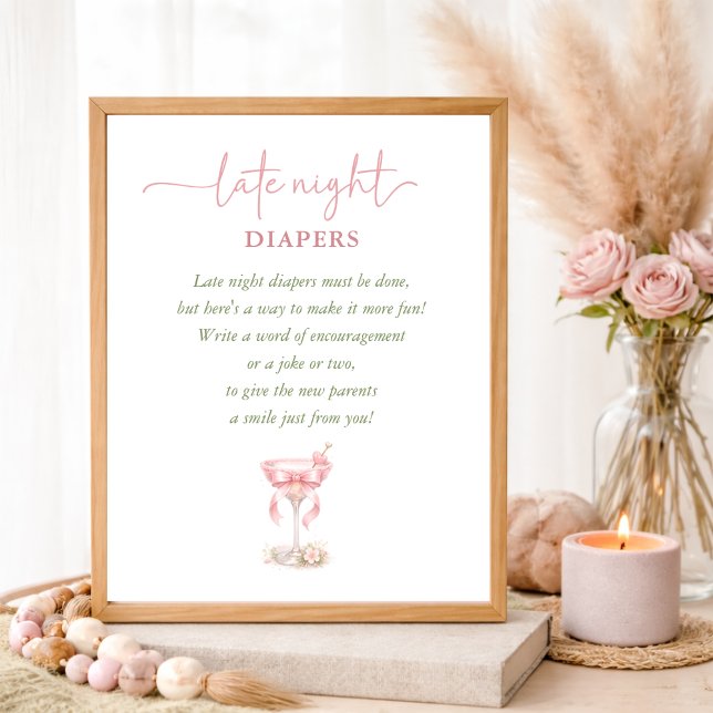 Poster A TIni One Elegant Baby Shower Late Night Diapers (Criador carregado)