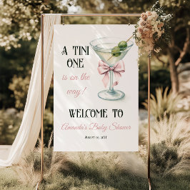 Poster A Tini One Martini Pink Bow Baby Shower Welcome