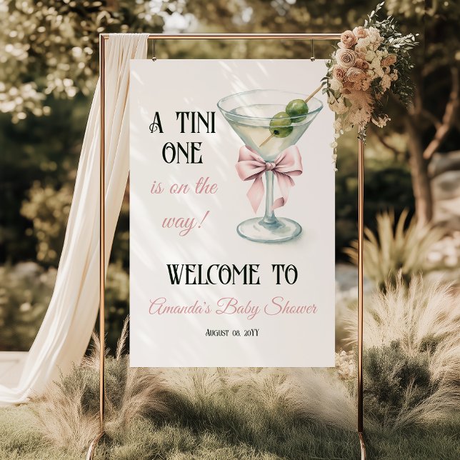 Poster A Tini One Martini Pink Bow Baby Shower Welcome (Criador carregado)