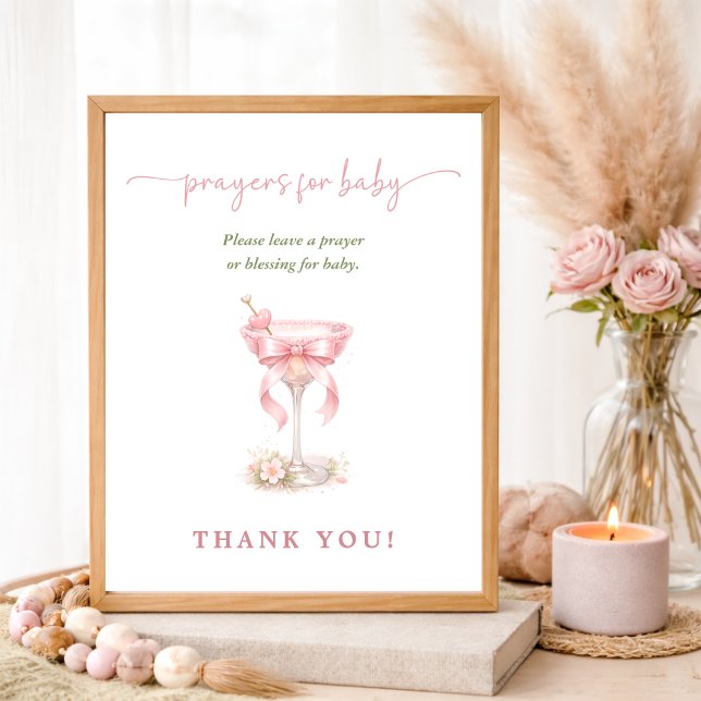 Poster A Tini One Pink Bow Baby Shower Prayers for Baby (Criador carregado)