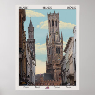 Poster A torre de sino em Bruges