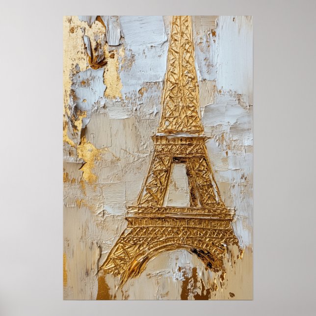 Poster A torre Eiffel em ouro (Frente)