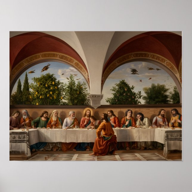 Poster A Última Ceia Fresco Obra-Prima Aperfeiçoada (Frente)