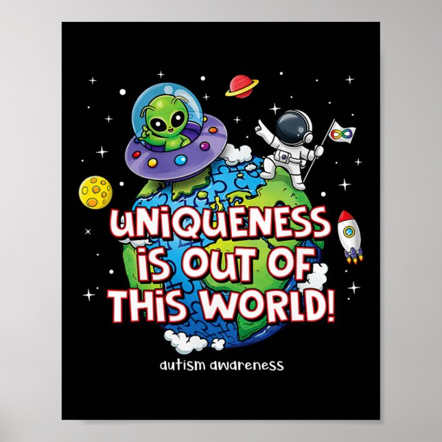 Poster A Uniquidade Está Fora Desta Consciência Do Autism (Frente)
