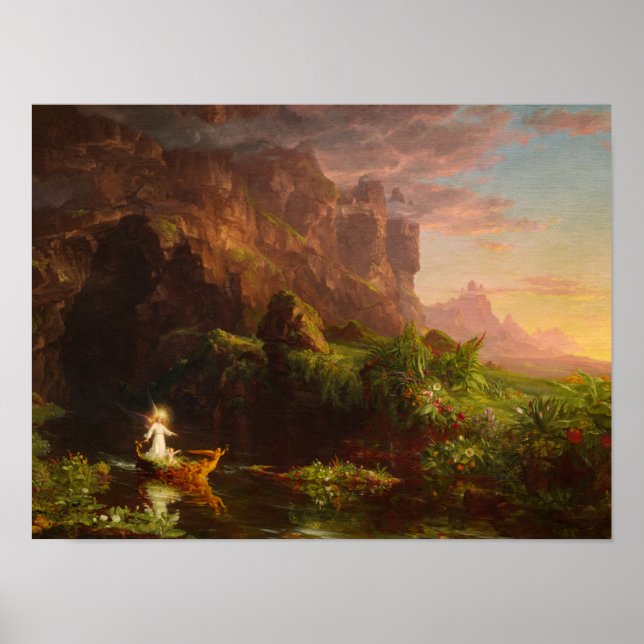 Poster A Viagem da Vida, Infância, 1842 por Thomas Cole (Frente)