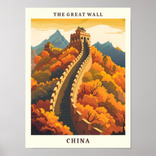 Poster A Viagens vintage de Arte Elegante da China no Mur