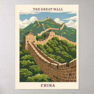 Poster A Viagens vintage de Arte Elegante da China no Mur