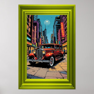 Poster A vibrant retro-style artwork featuring a classic 